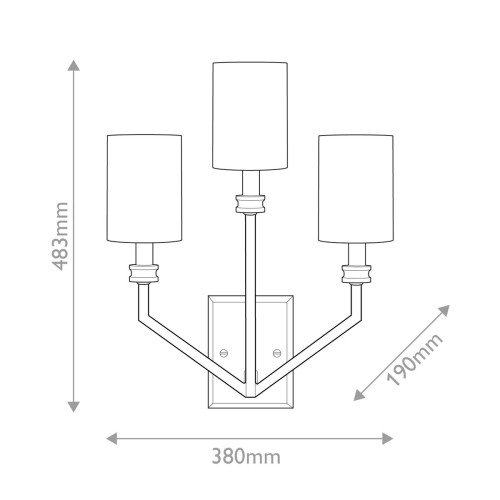 Kinkiet Moore - 3 źródła światła - Klasyczny mosiądz