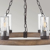 Latarnia wisząca Sawyer - 6 źródeł światła - Imitacja drewna