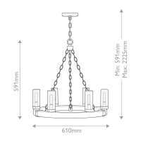 Latarnia wisząca Sawyer - 6 źródeł światła - Imitacja drewna