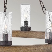 Latarnia wisząca Sawyer - 9 źródeł światła - Imitacja drewna