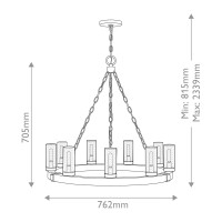 Latarnia wisząca Sawyer - 9 źródeł światła - Imitacja drewna