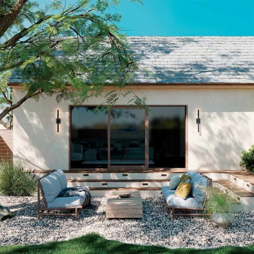 Duża latarnia naścienna LED Nocar - Strukturalna czerń