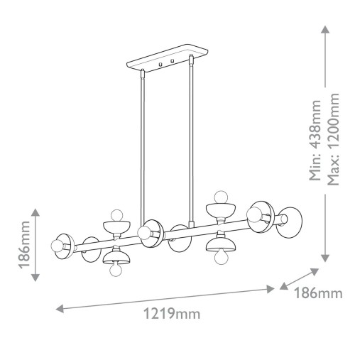 Lampa wyspowa Palta - 10 źródeł światła - Szampański brąz