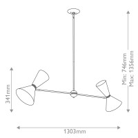 Lampa wyspowa Phix - 4 źródła światła - Szampański brąz