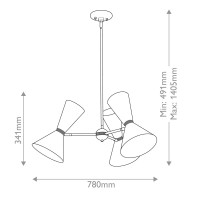 Żyrandol Phix - 6 źródeł światła - Szampański brąz