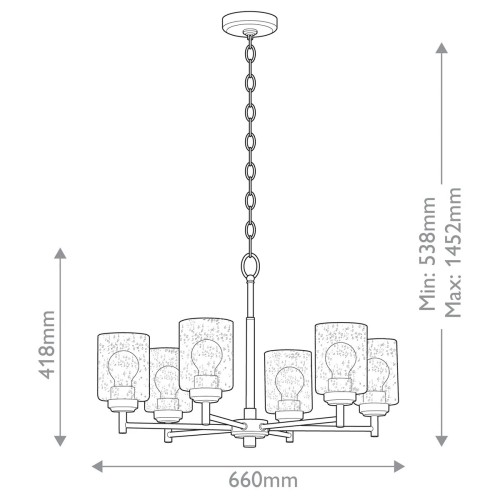 Żyrandol Winslow - 6 źródeł światła - Naturalny mosiądz