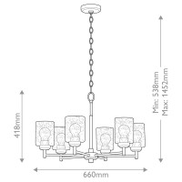 Żyrandol Winslow - 6 źródeł światła - Naturalny mosiądz