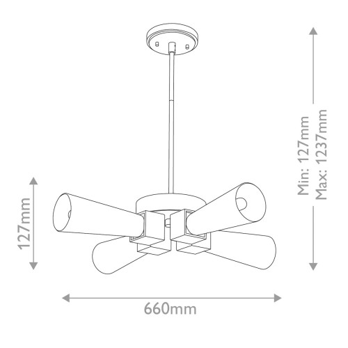 Lampa wisząca Kristy - 4 źródła światła - Przecierane złoto