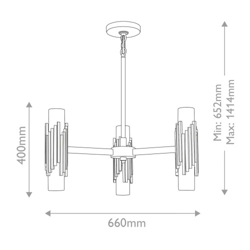 Żyrandol Marvele - 6 źródeł światła - Postarzany mosiądz