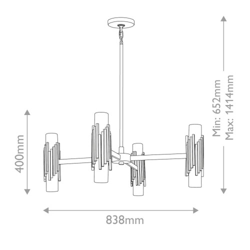 Żyrandol Marvele - 8 źródeł światła - Postarzany mosiądz
