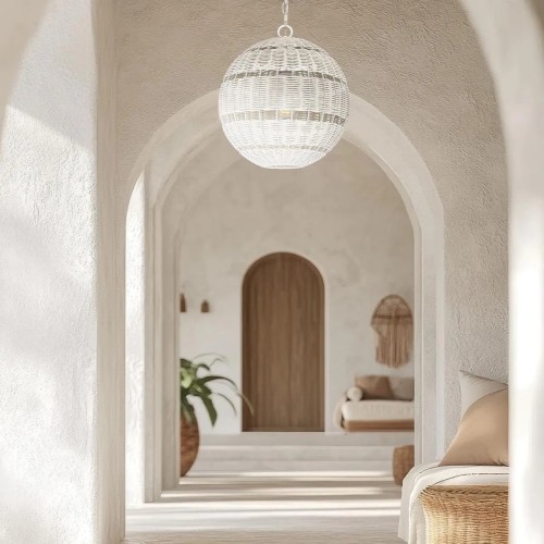 Lampa wisząca Lindendale - 1 źródło światła - Antyczna biel