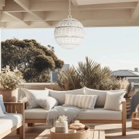 Lampa wisząca Lindendale - 1 źródło światła - Antyczna biel