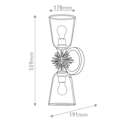 Kinkiet Staring - 2 źródła światła - Przecierane złoto