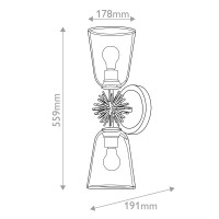 Kinkiet Staring - 2 źródła światła - Przecierane złoto