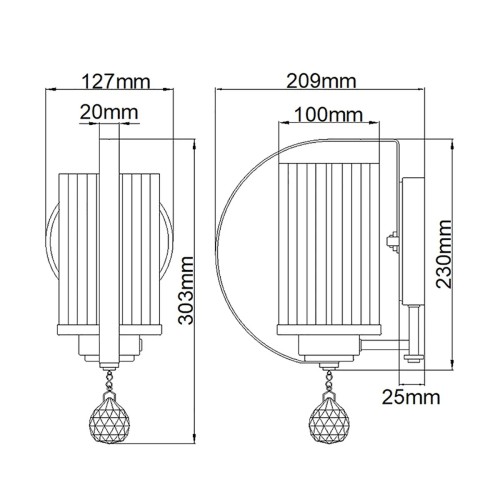 Kinkiet Cassie - 1 źródło światła - Polerowany nikiel