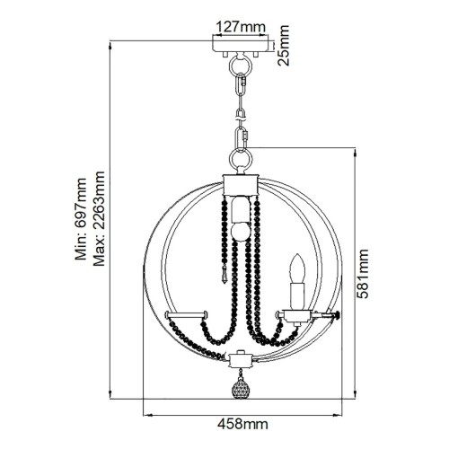 Żyrandol Cassie - 4 źródła światła - Polerowany nikiel