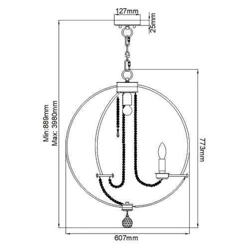 Żyrandol Cassie - 7 źródeł światła - Polerowany nikiel