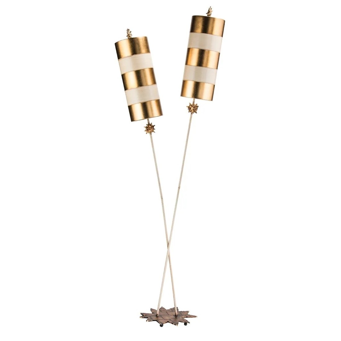 Lampa podłogowa Nettle - 2 źródła światła - Złoty, taupe