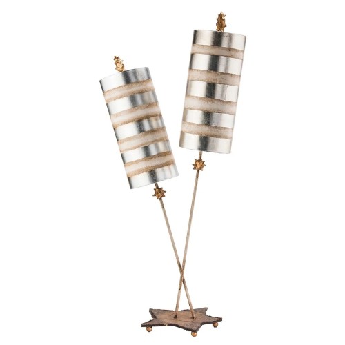 Lampa stołowa Nettle Luxe - 2 źródła światła - Srebrny, kremowy