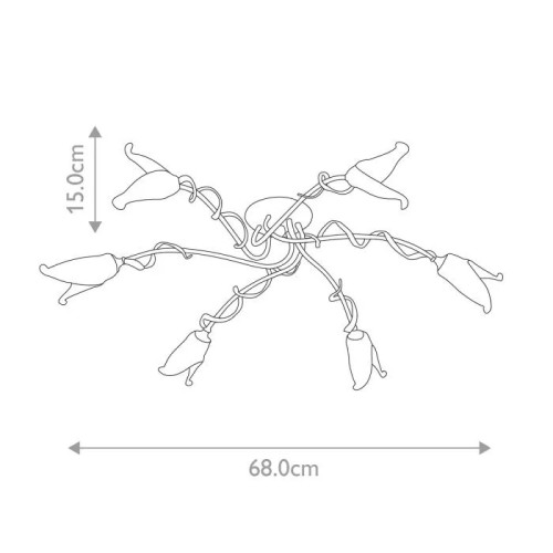 Półplafon Fly - 6 źródeł światła - Czarny, srebrny, złoty