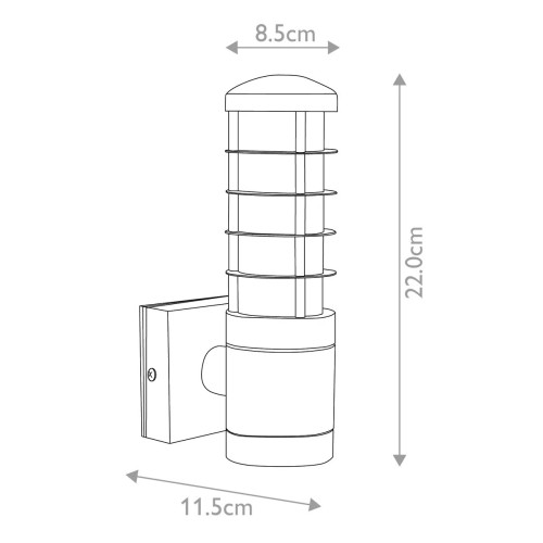 Latarnia naścienna Beta - 4 źródła światła - Matowe srebro