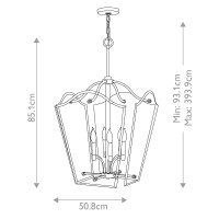 Duża lampa wisząca Wingate - 6 źródeł światła - Polerowany antyczny nikiel