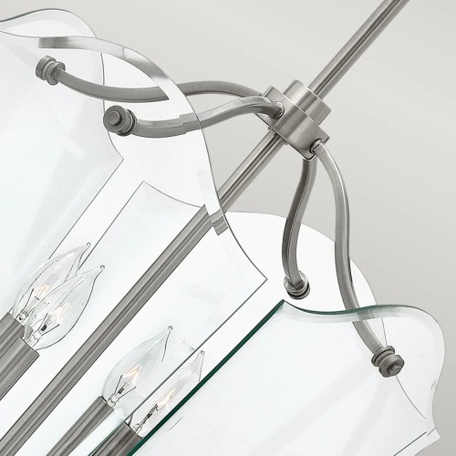 Średnia lampa wisząca Wingate - 4 źródła światła - Polerowany antyczny nikiel