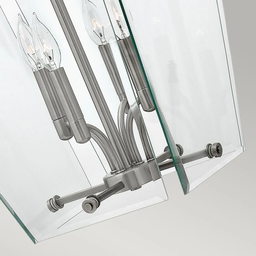 Średnia lampa wisząca Wingate - 4 źródła światła - Polerowany antyczny nikiel