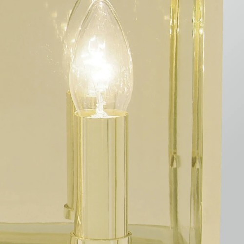 Średnia latarnia naścienna Holborn - 2 źródła światła -Polerowany mosiądz