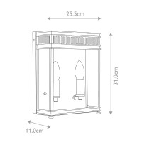 Średnia latarnia naścienna Holborn - 2 źródła światła -Polerowany mosiądz