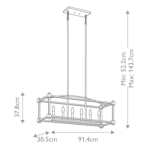 Lampa wyspowa Cayden - 6 źródeł światła - Naturalny mosiądz