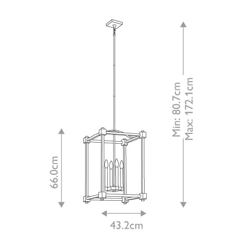 Duża lampa wisząca Cayden - 4 źródła światła - Naturalny mosiądz