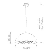 Lampa wisząca Fracture - 3 źródła światła - Postarzany cynk