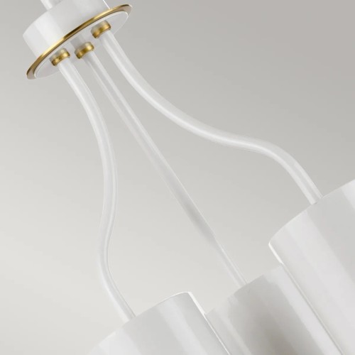 Żyrandol Quinto - 3 źródła światła - Biały, postarzany mosiądz