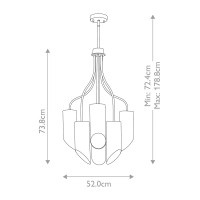 Żyrandol Quinto - 6 źródeł światła - Biały, postarzany mosiądz