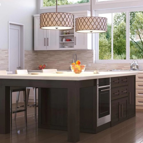 Duża lampa wisząca Brown Lattice - 4 źródła światła - Rdzawo-miedziany