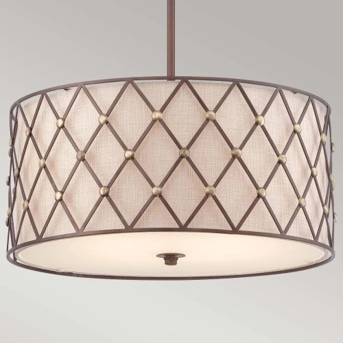 Duża lampa wisząca Brown Lattice - 4 źródła światła - Rdzawo-miedziany