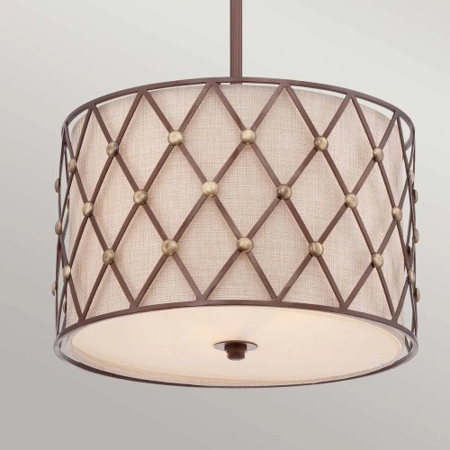 Średnia lampa wisząca Brown Lattice - 3 źródła światła - Rdzawo-miedziany