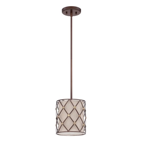 Mała lampa wisząca Brown Lattice - 1 źródło światła - Rdzawo-miedziany