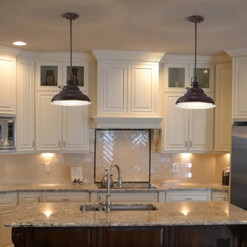 Duża lampa wisząca East Vale - 1 źródło światła - Palladiański brąz