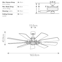 Wentylator sufitowy Gentry - 165 cm - Postarzany cynk