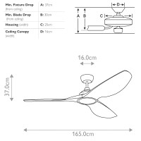 Wentylator sufitowy Imari - 165 cm - Satynowa czerń