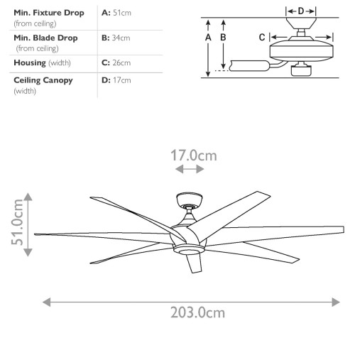 Wentylator sufitowy Lehr - 203 cm - Antyczne satynowe srebro
