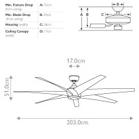 Wentylator sufitowy Lehr - 203 cm - Antyczne satynowe srebro