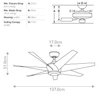 Wentylator sufitowy Lehr II - 137 cm - Antyczne satynowe srebro