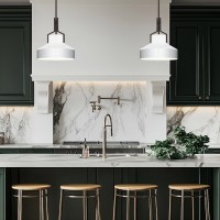 Lampa wisząca Brecken - 2 źródła światła - Stary brąz - Opalowy klosz