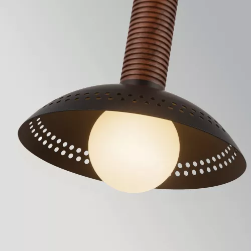 Mała lampa wisząca LED Arden - Matowa czerń, fornir orzechowy