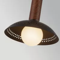 Mała lampa wisząca LED Arden - Matowa czerń, fornir orzechowy