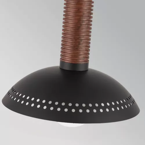 Mała lampa wisząca LED Arden - Matowa czerń, fornir orzechowy