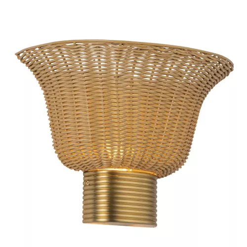Kinkiet Kai - 2 źródła światła - Szczotkowane złoto, rattan